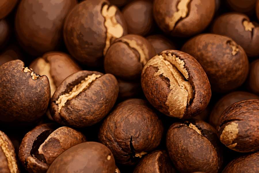 Round peaberry coffee beans