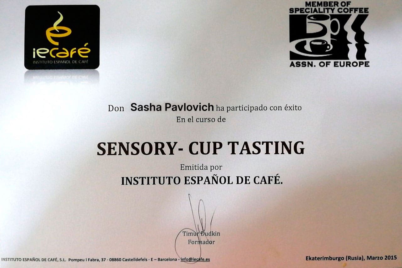 Certification Sensory Cup Taster