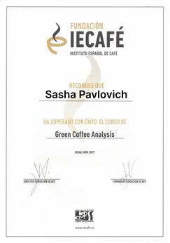 Certification Green Coffee Analytics