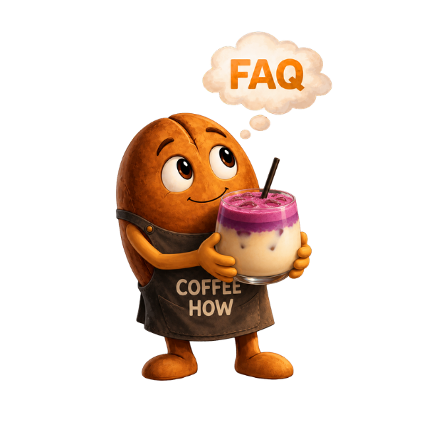 Illustration of an iced ube latte with purple milk and espresso